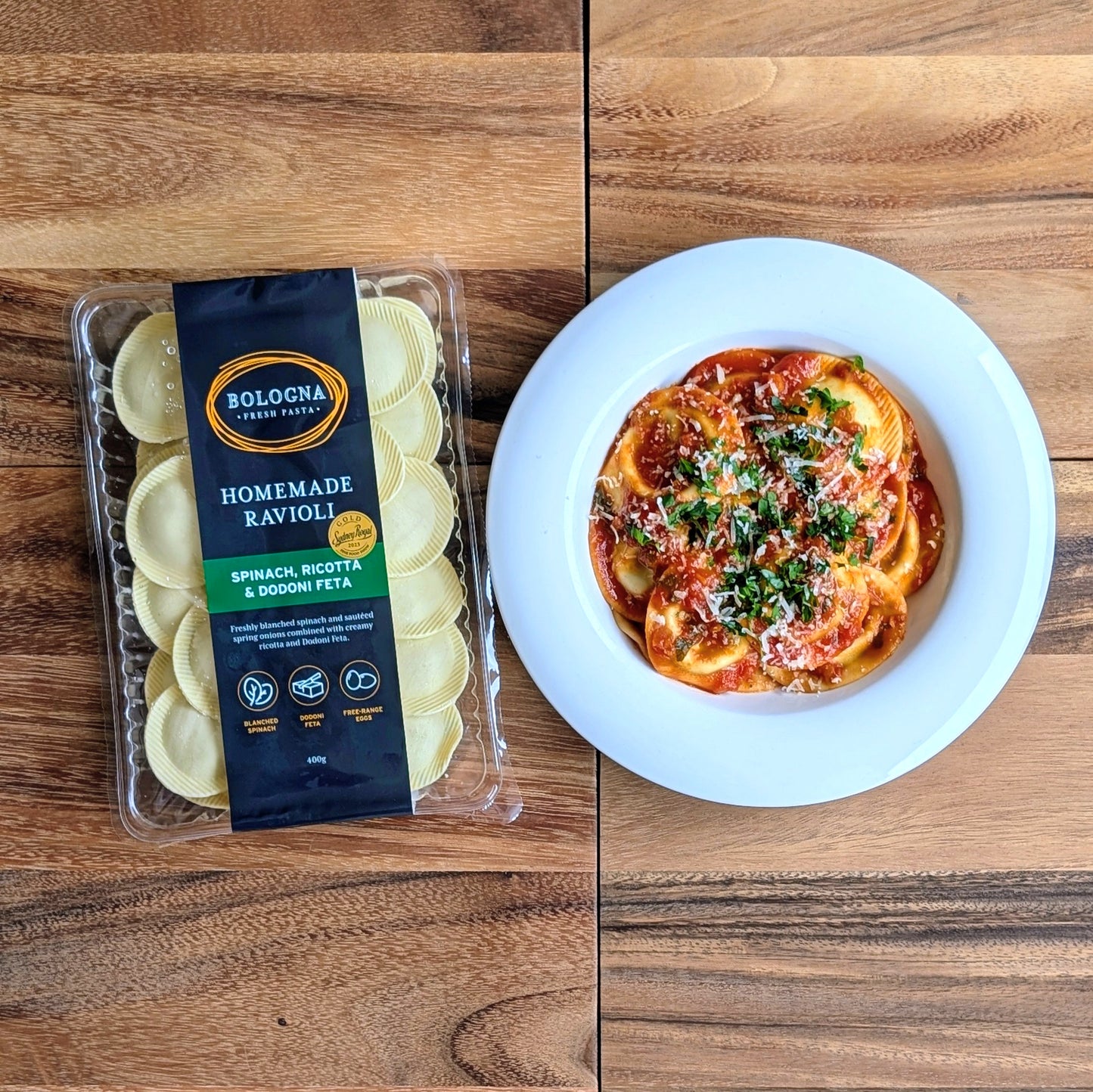 Spinach, Ricotta & Dodoni Feta Ravioli (400g)