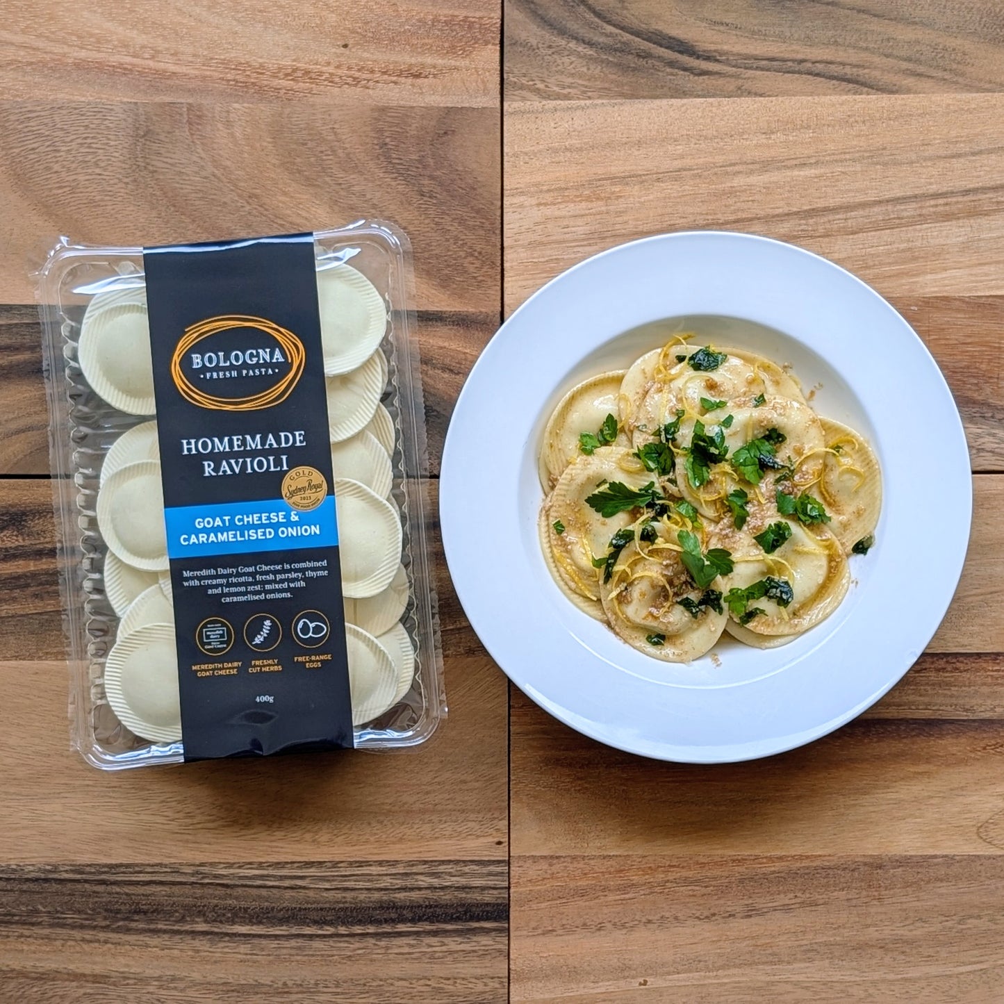 Goats Cheese & Caramelised Onion Ravioli (400g)