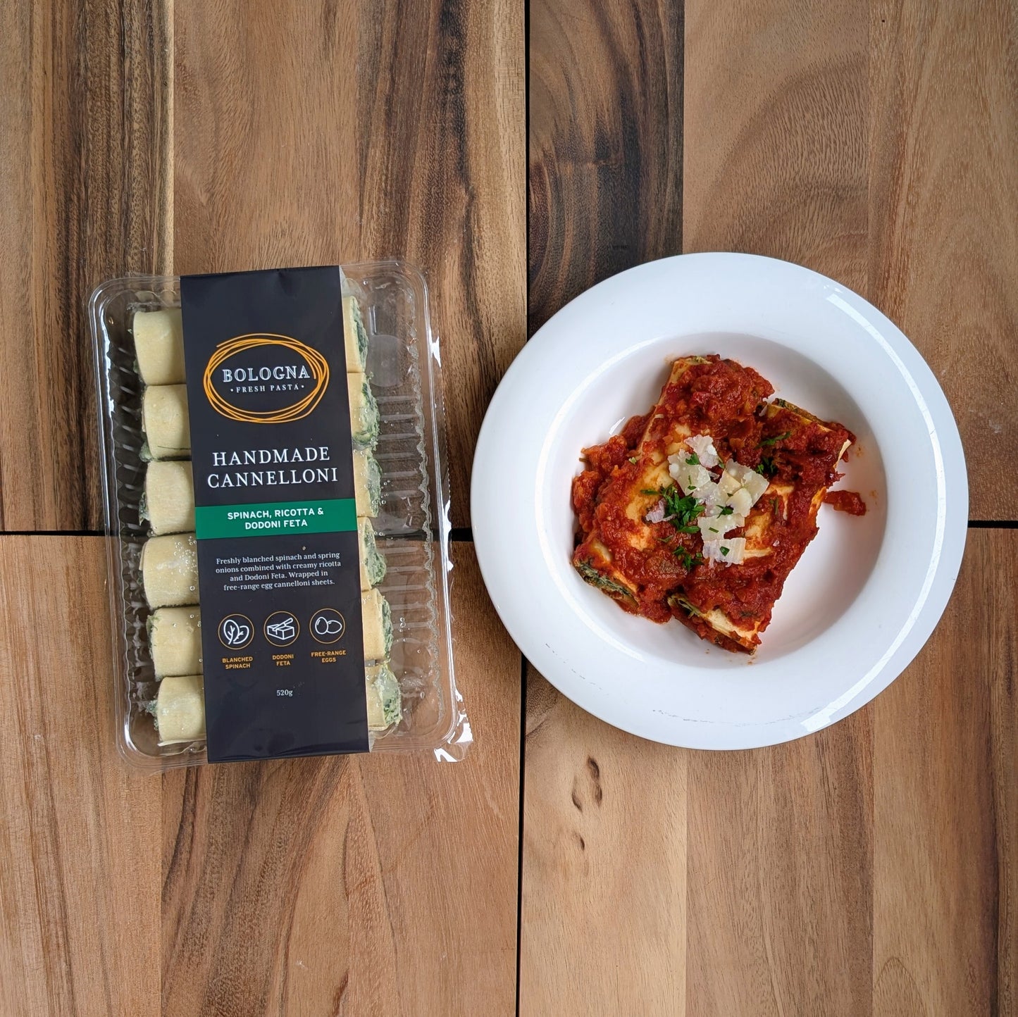 Spinach, Ricotta & Dodoni Feta Cannelloni (520g)