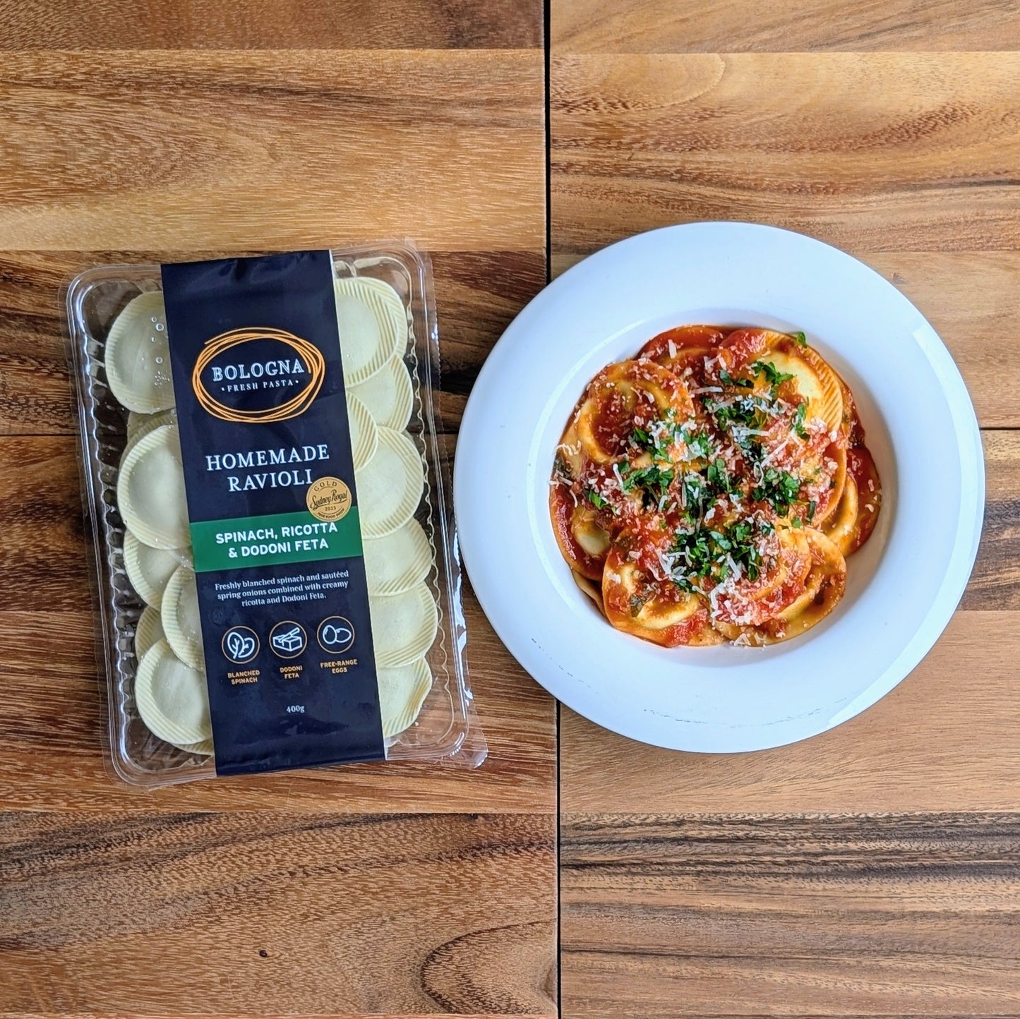 Spinach, Ricotta & Dodoni Feta Ravioli (400g)